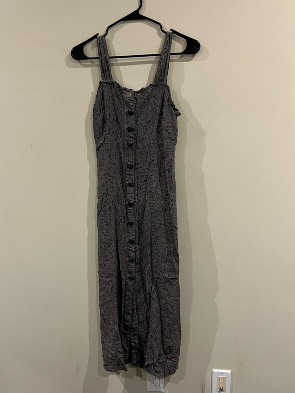 Grey animal print button up dress